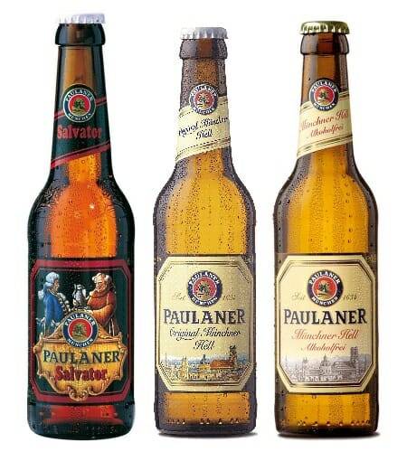 De izquierda a derecha, Paulaner Salvator, Paulaner Original Münchner y Paulaner Original Münchner SIN