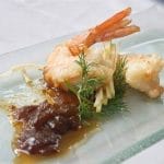 Chunday de gengibre con langostino en tempura
