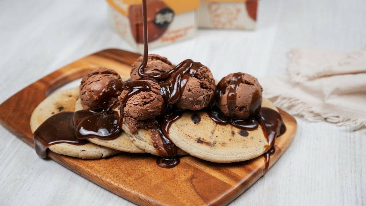 Receta de Pancakes con helado de chocolate "Guerrero"