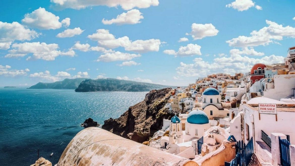 El característico paisaje de Santorini.